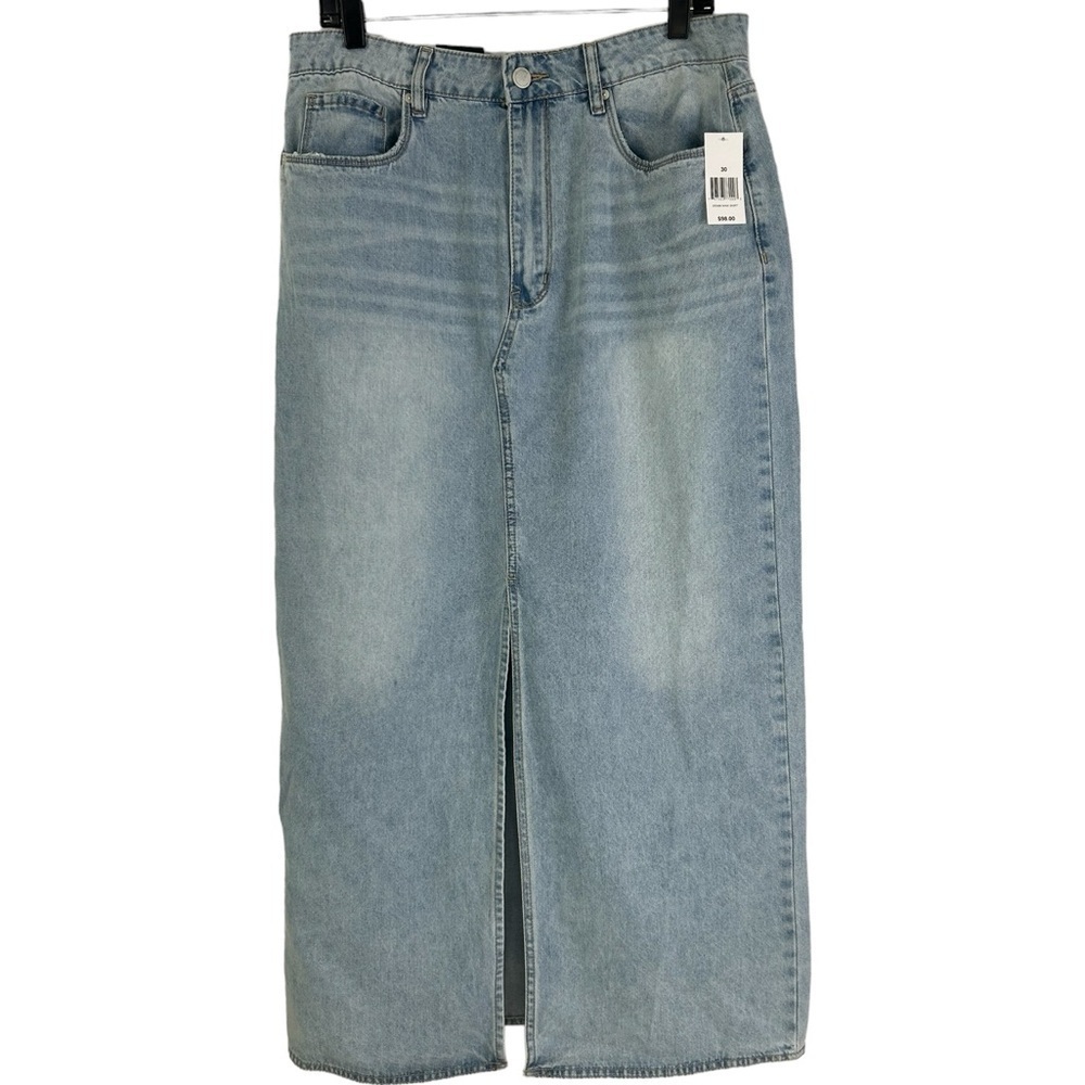 NWT Blank NYC Womens 30 Maxi Blue Denim Pencil Jean Skirt Festival Western Boho